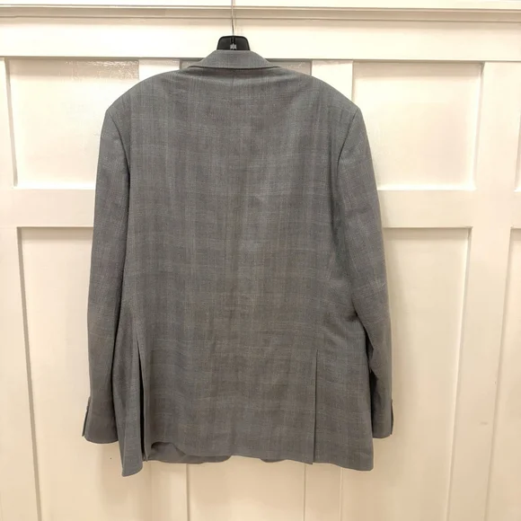 Lauren Ralph Lauren Blazer Men Size:46L Gray Plaid Silk Wool Blend 2 Vents